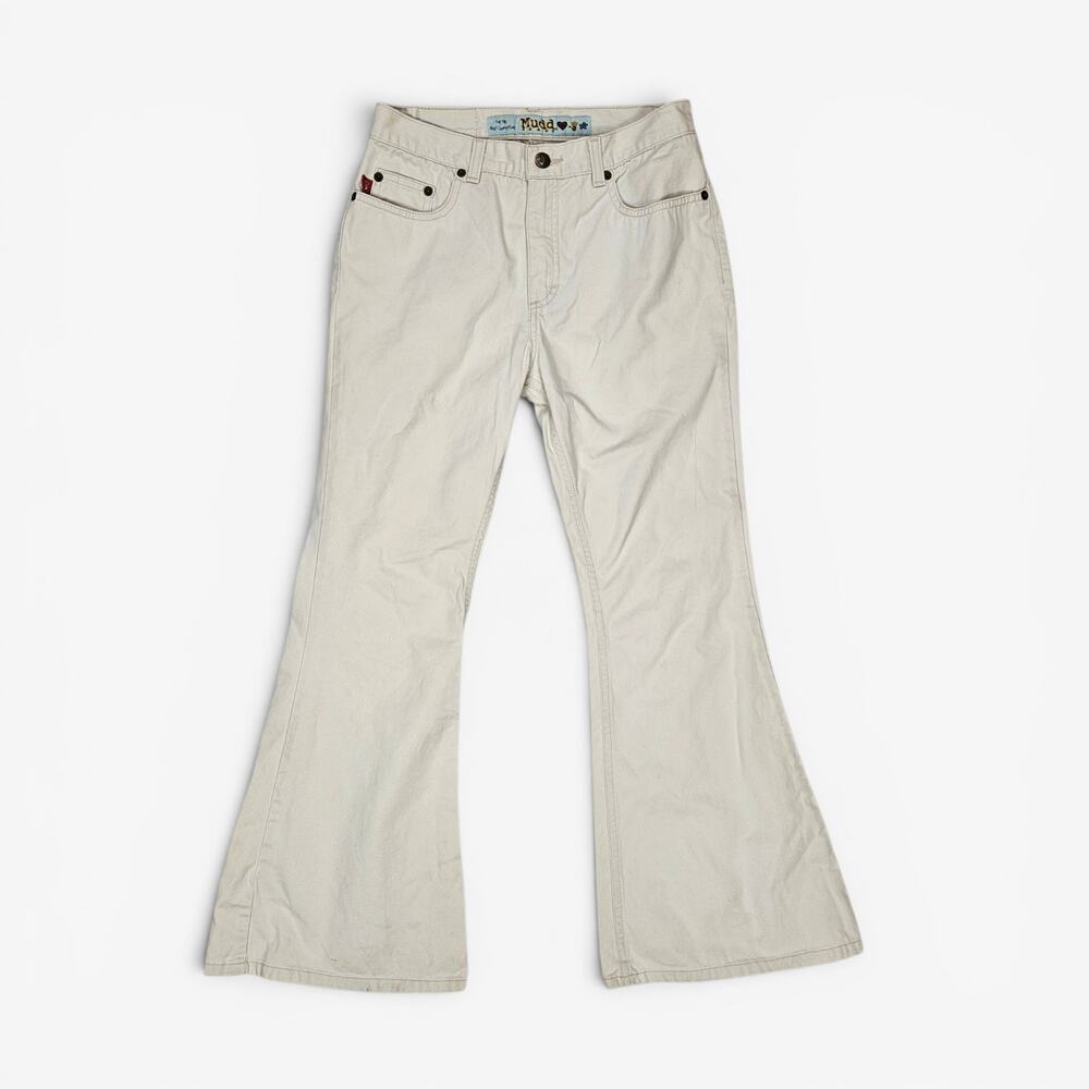 Y2k Mudd Flared Jeans Cream Vintage - Size Medium